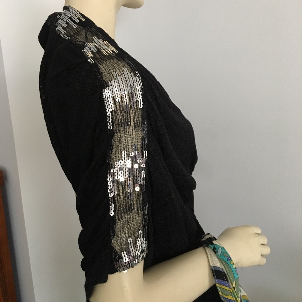 Free People cardigan style shrug with sequined shoulders size Small